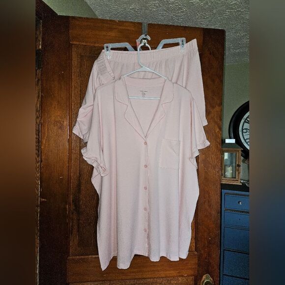 Amazon Essentials Women’s 3XL Pale Pink Pajama Set – Soft Plus Size Loungewear - Picture 3 of 8